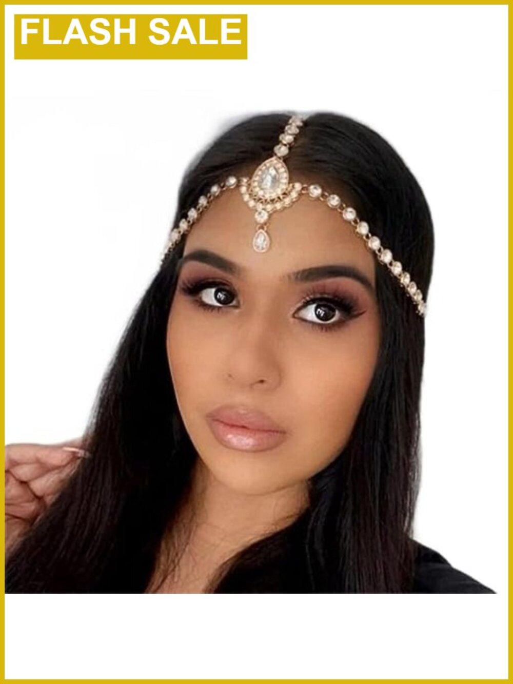 Rhinestone Head Chain Boho Gold-Tone Headpiece for Women Indian Jewelry